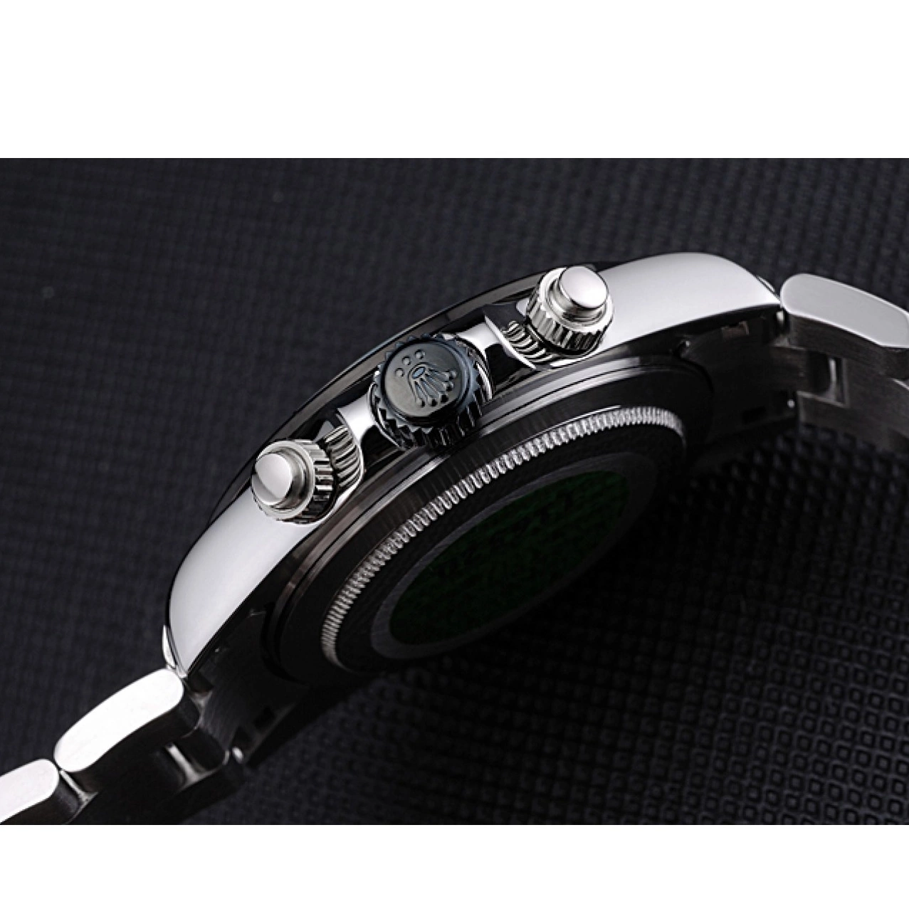 Rolex copies cheap Enameled Stainless Dial Steel White Rolex Black Daytona 0704